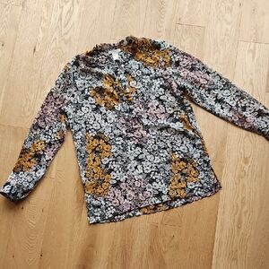 H&M Sheer Floral Long Sleeve Blouse